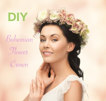 picture of young woman wearing wreath of flowers